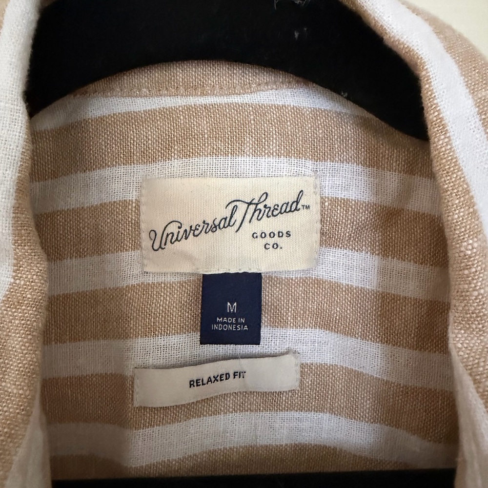 Universal Thread Beige and White Striped Shirt - Picture 2 of 2